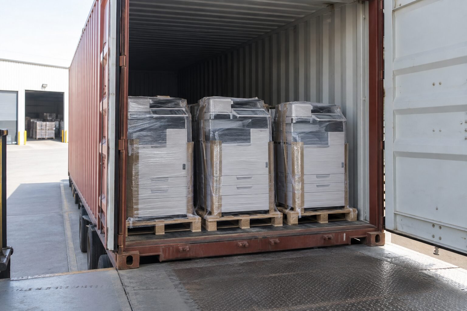 Illustrative photocopiers prepared for export
